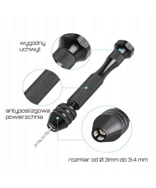 Mini wiertarka + komplet 10 wierteł