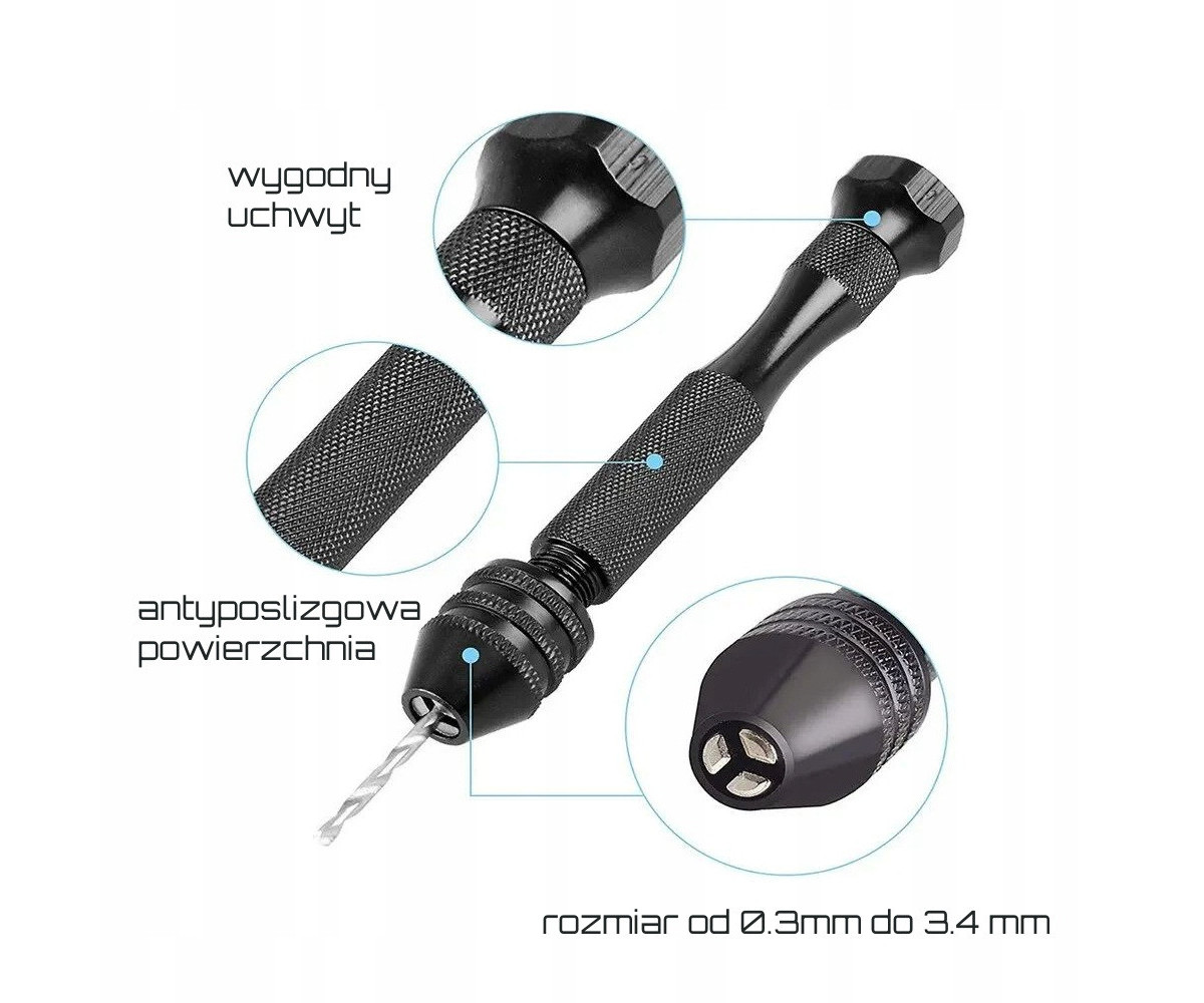 Mini wiertarka + komplet 10 wierteł