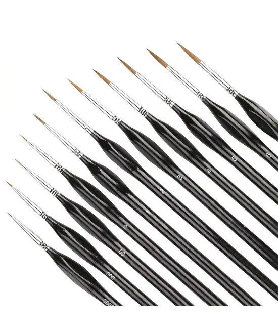 Zestaw 11 pędzelków modelarskich 6-20 mm rozmiar od 00000 do 7