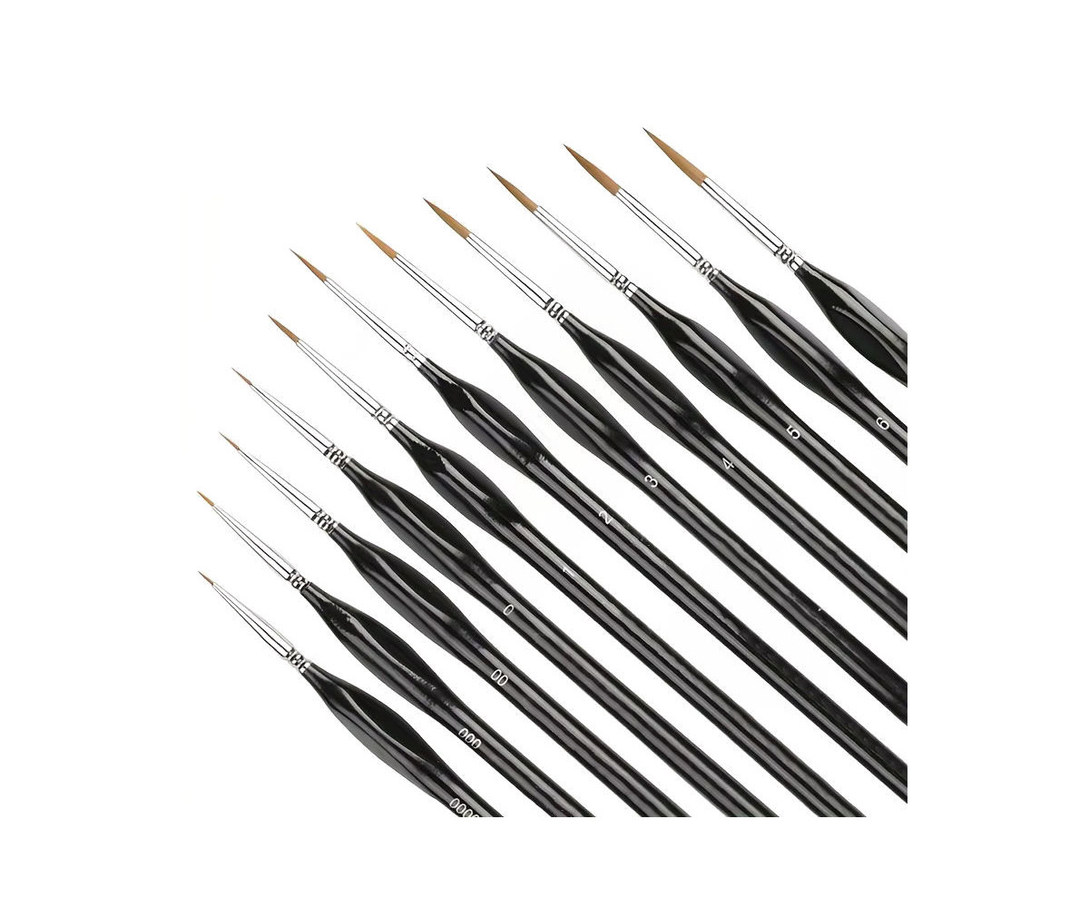 Zestaw 11 pędzelków modelarskich 6-20 mm rozmiar od 00000 do 7