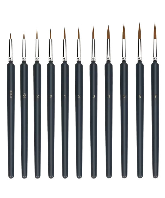 Zestaw 11 pędzelków modelarskich rozmiar od 00000 do 7